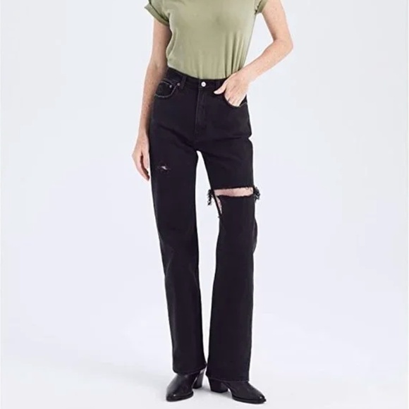 Black High Rise 90s Relaxed Jeans (size 16/33) - Abercrombie & Fitch - Picture 1 of 3